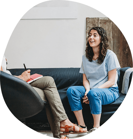 Woman talking to mental health professional