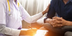 Doctor and patient having in-depth conversation